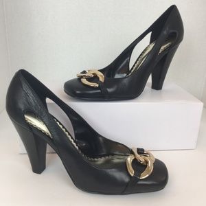 BCBG Paris Black Leather OKAPY Pump 4” Heel Size 8